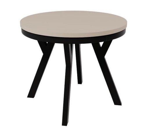 stół dax_stół rozkładany 90 cm_stół 190 cm_stół do jadalni_stół beżowy nowoczesny_stół rozkładany okrągły_stół z metalowymi nogami_stół do salonu_nowoczesny stół rozkładany